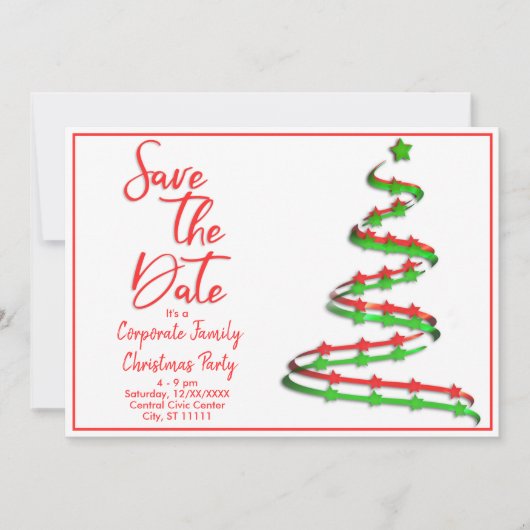 Faire-part Enregistrer La Date Noël Fête Arbre Contemporain (Devant)