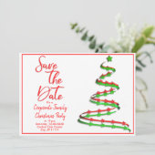 Faire-part Enregistrer La Date Noël Fête Arbre Contemporain (Debout devant)