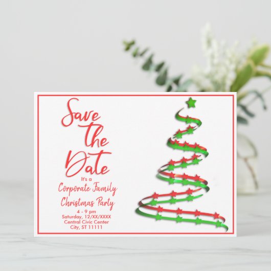 Faire-part Enregistrer La Date Noël Fête Arbre Contemporain (Debout devant)