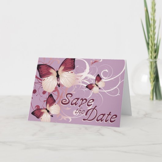 Faire-part enregistrer la date : papillons : (Devant)