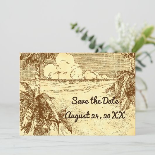 Faire-part Enregistrer la date Personnalisation de la plage V (Debout devant)