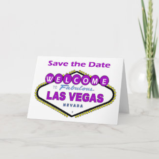 Faire-part Enregistrer la date Purple Las Vegas Card