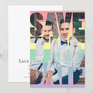 Faire-part Enregistrer La Date Rainbow Gay LGBTQ Photo Person