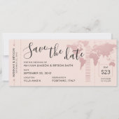 Faire-part Enregistrer la date Rose Gold World Map Pass d'emb (Devant)