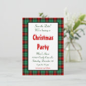 Faire-part Enregistrer la date Rouge Vert Plaid modifiable (Debout devant)