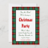 Faire-part Enregistrer la date Rouge Vert Plaid modifiable (Devant)