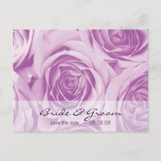 Faire-part Enregistrer le Mariage date carte postale roses Li