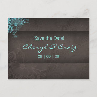 Faire-part Enregistrez la carte postale florale turquoise mar