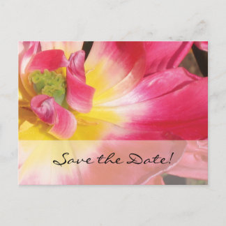 Faire-part Enregistrez la date ! Carte postale Fleur rose jau