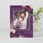 Faire-part Enregistrez notre date de photo florale violette d (Debout devant)