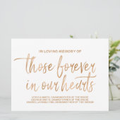 Faire-part Enseigne commémorative Rose d'Or | Lettres élégant (Debout devant)