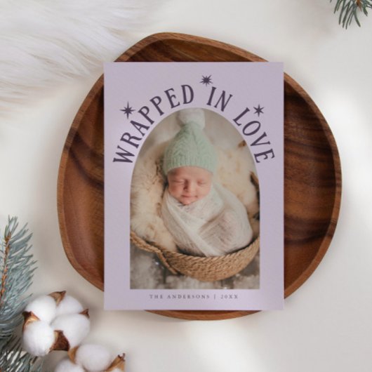 Faire-part Enveloppé Dans L'Amour Violet Photo Naissance