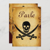 Faire-part ÉPÉE CROISÉE SKULL MONOGRAM parchemin de sceau de (Devant / Derrière)