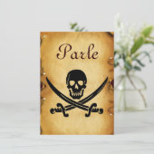 Faire-part ÉPÉE CROISÉE SKULL MONOGRAM parchemin de sceau de (Debout devant)