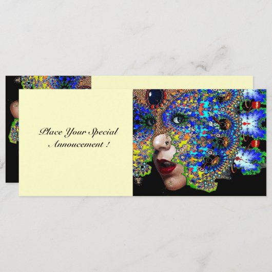 Faire-part EPHÉMERAL mascarade costume boule glace blanche (Devant / Derrière)