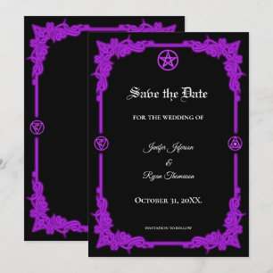 Faire-part Épousailles de mariage lueur violette sorcière enr