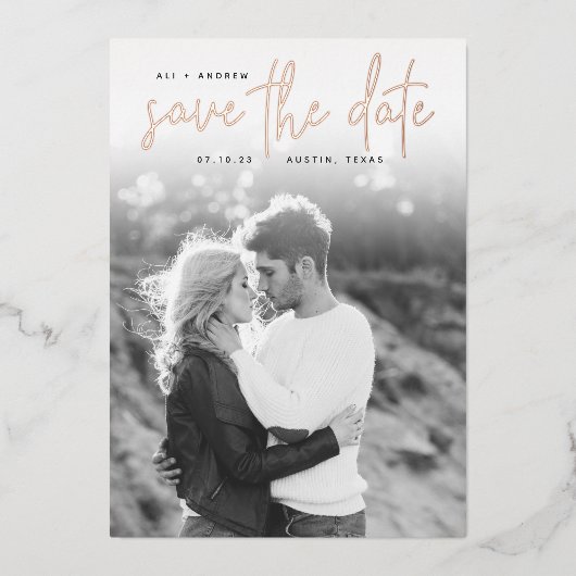 Faire-part esquissé | Photo Enregistrer la date (Recto)