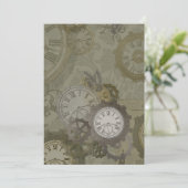 Faire-part Estampunk vert olive (Debout devant)