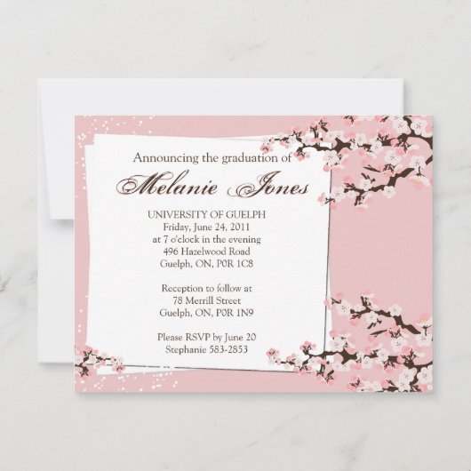 Faire-part et invitation 2012 de diplômé de fleurs (Dos)