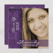 Faire-part et Invitation de diplômes de Damask (Devant / Derrière)