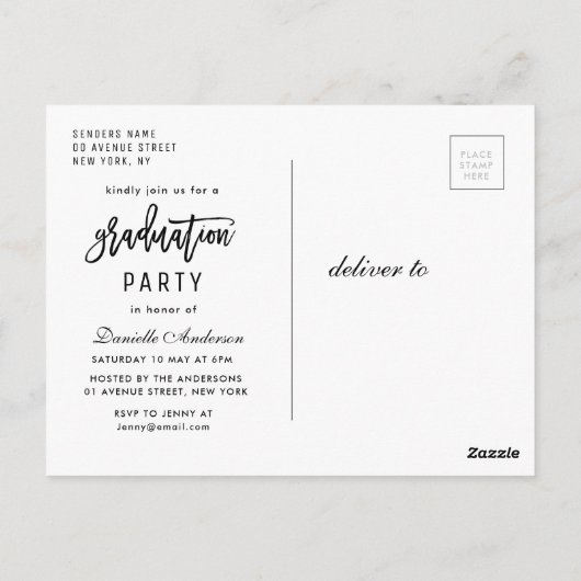 Faire-part et invitation de graduation d'écriture  (Dos)