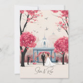 Faire-part et programme de mariage rose (Devant)