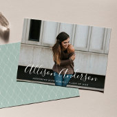 Faire-part Éternel Script Mint Green Photo Graduation