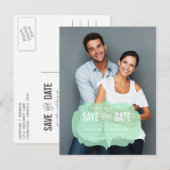 Faire-part Étiquette transparente verte | Carte postale d'ann (Devant / Derrière)