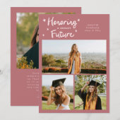 Faire-part Étoiles de brillant avenir Multi Photo Rose Grad (Devant / Derrière)