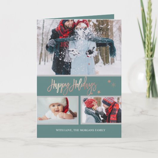 Faire-part Étoiles de joyeuses fêtes Collage photo de Noël (Devant)