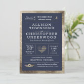 Faire-part Étoiles et rayures Mariages patriotiques Faux Gold (Debout devant)