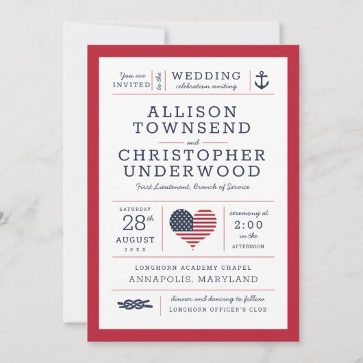 Faire-part Étoiles et rayures patriotiques (Devant)