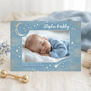 Faire-part Étoiles Mignonnes Lune Céleste Naissance Garçon Ph