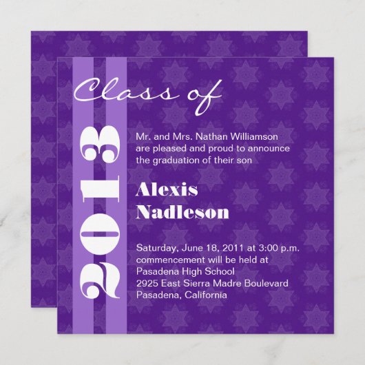 Faire-part Étoiles violettes 2013 Nouveau grade ou changement (Devant / Derrière)