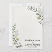 Faire-part Eucalyptus aquarelle & Hellebore blanc (Dos)