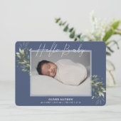 Faire-part Eucalyptus Blue Boy annonce de naissance (Debout devant)