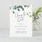 Faire-part Eucalyptus Changer la Date Report de Mariage (Debout devant)