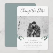 Faire-part Eucalyptus Crest Photo aquarelle Changez la date (Devant / Derrière)