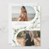 Faire-part eucalyptus green elegant arch photo baby pregnancy (Dos)