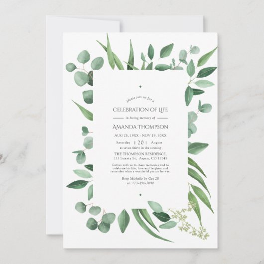 Faire-part Eucalyptus Mariage de verdure Célébration de la vi (Devant)