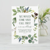 Faire-part Eucalyptus minimaliste Aquarelle Verdure Déménagem (Debout devant)