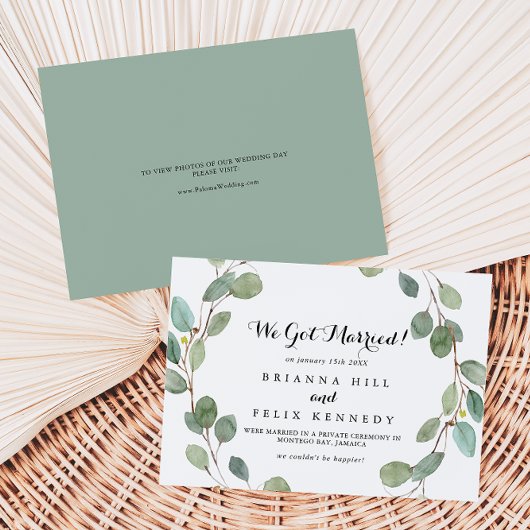 Faire-part Eucalyptus Moderne Elopement de calligraphie
