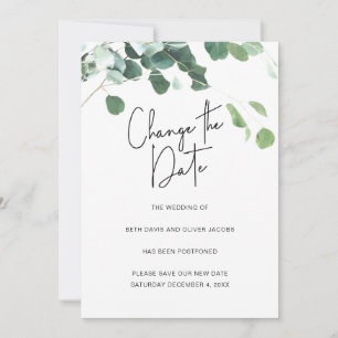 Faire-part Eucalyptus Modifier la date Mariage report