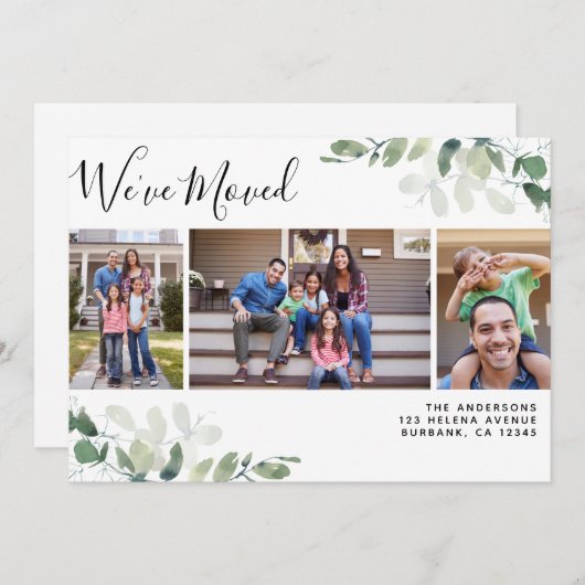 Faire-part Eucalyptus Photo Nous avons changé d'adresse (Devant / Derrière)