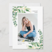 Faire-part Eucalyptus Rustique Vert Simple Photo Graduation (Devant)