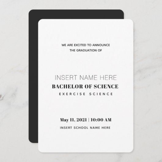 Faire-part Exercice Science Bachelor of Science Graduation (Devant / Derrière)