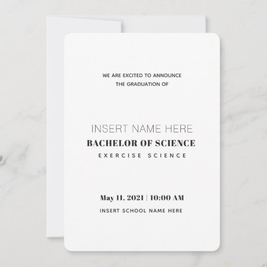 Faire-part Exercice Science Bachelor of Science Graduation (Devant)