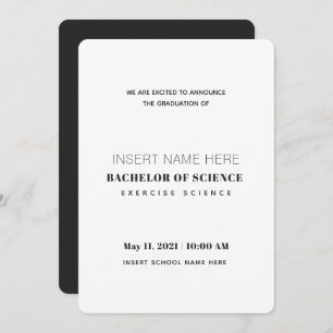 Faire-part Exercice Science Bachelor of Science Graduation