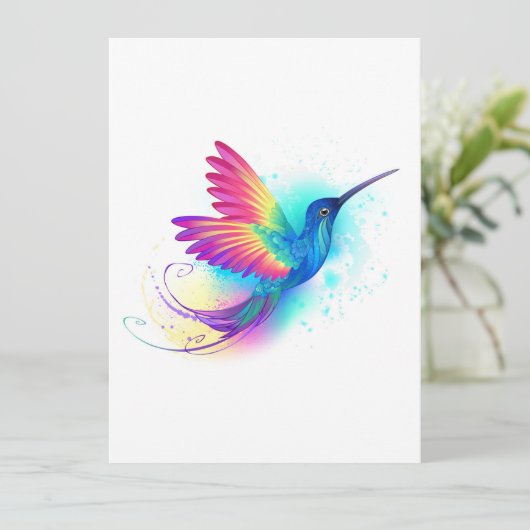 Faire-part Exotic Rainbow Hummingbird (Debout devant)