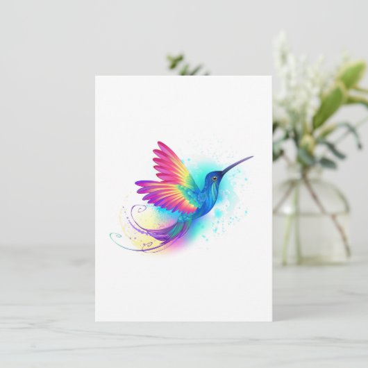 Faire-part Exotic Rainbow Hummingbird (Debout devant)